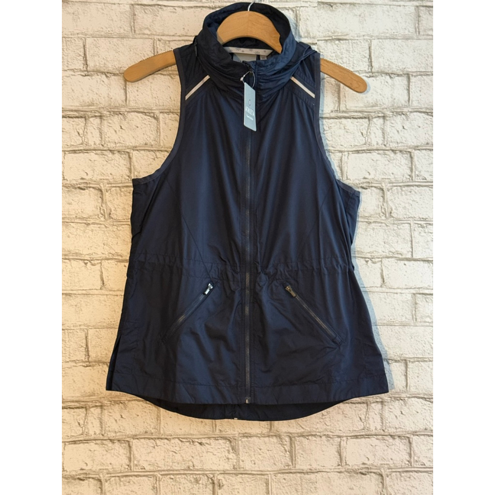 NWT Women’s Athleta Speedwork Vest Navy size XS Water Repellent Long Reflective - Picture 2 of 7